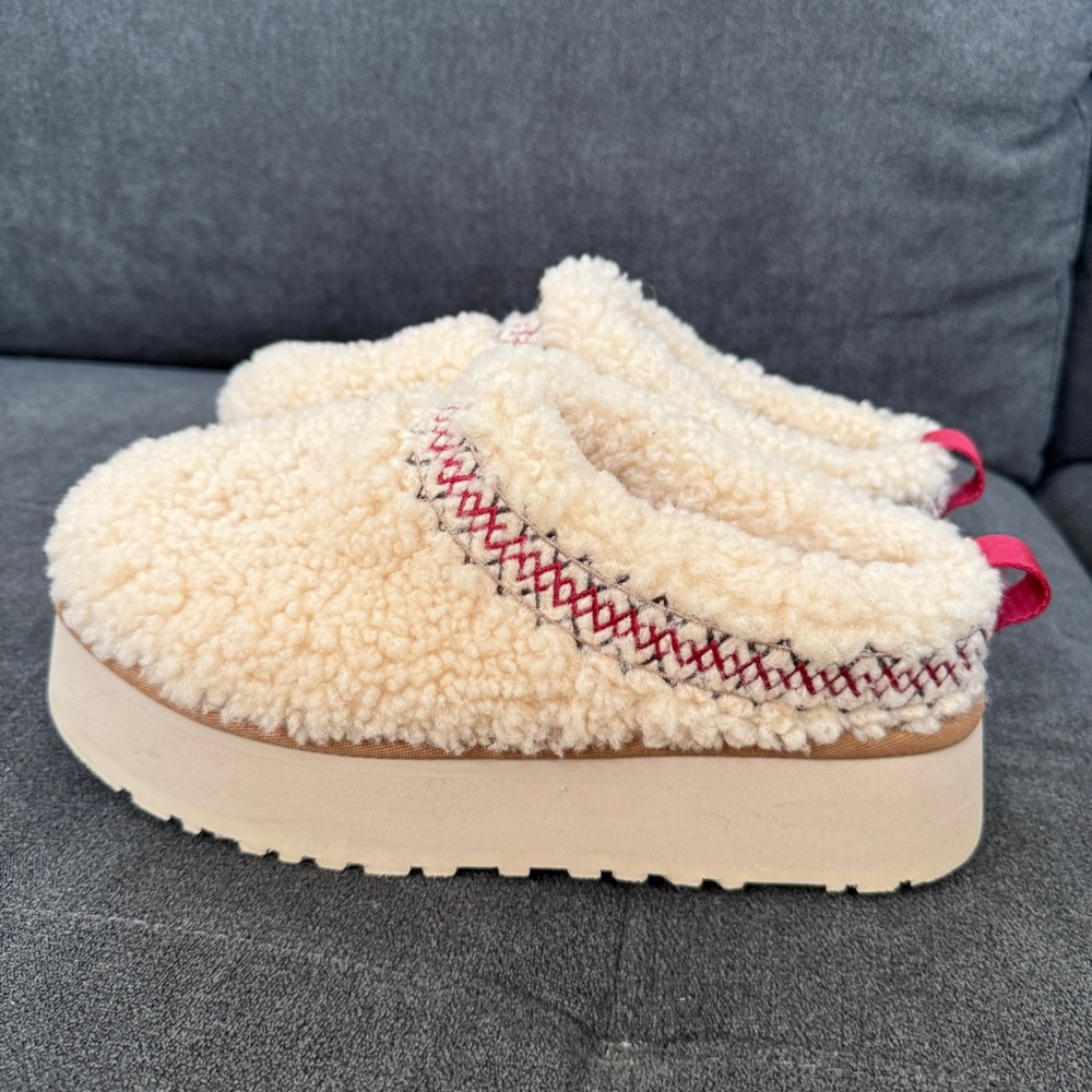 UGG Tazman Braid Platform Cream Sherpa New Womens 7